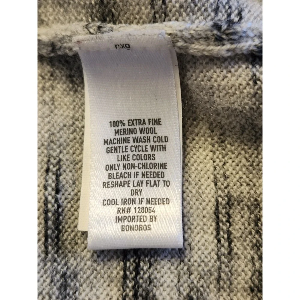 Bonobos Sweater Mens Slim Fit Gray 100% Extra Fine Merino Wool Crewneck Sz Large